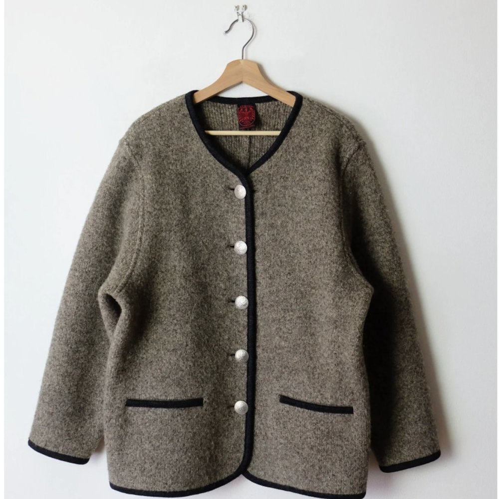 Vintage Light Brown Button down Wool Jacket/TIROL